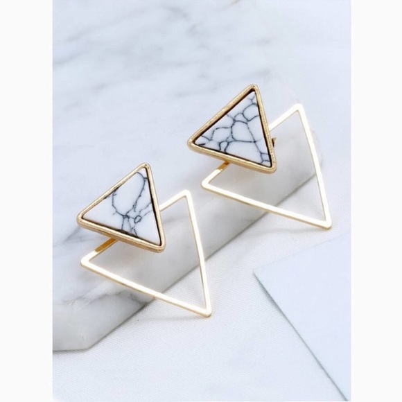 Lulu's "Triangular Infatuation" Marble Earrings - Picture 2 of 8